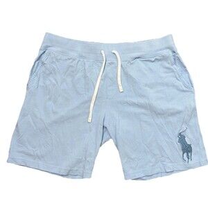 Polo Ralph Lauren Shorts Mens XXL Baby Blue Big Pony Logo Knit Lounge Casual